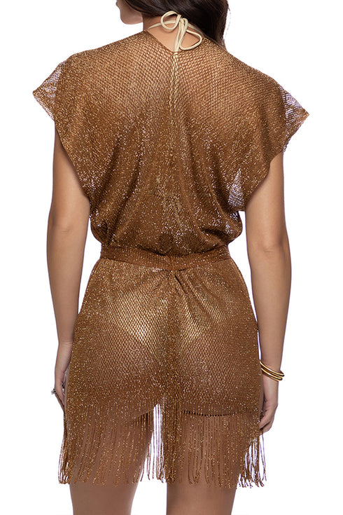 Luli Fama Golden Queen Short Caftan